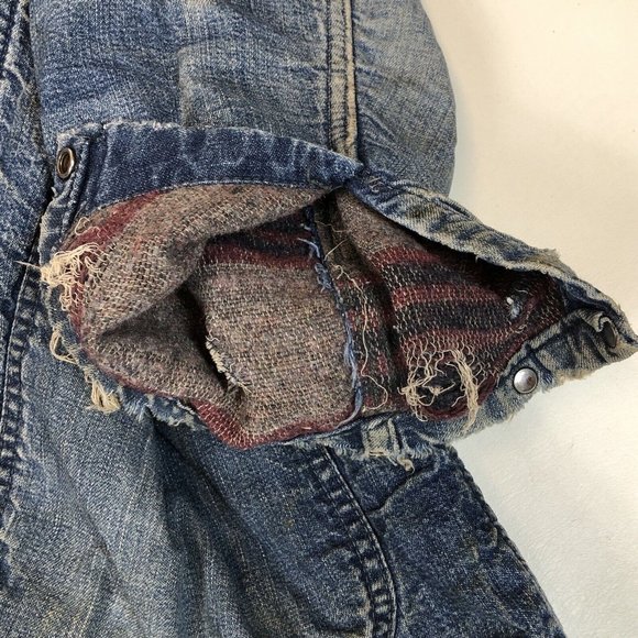 Dubble Ware 60's Denim Chore Jacket Wool Blanket Lined Vintage Workwear Coat - Picture 15 of 16